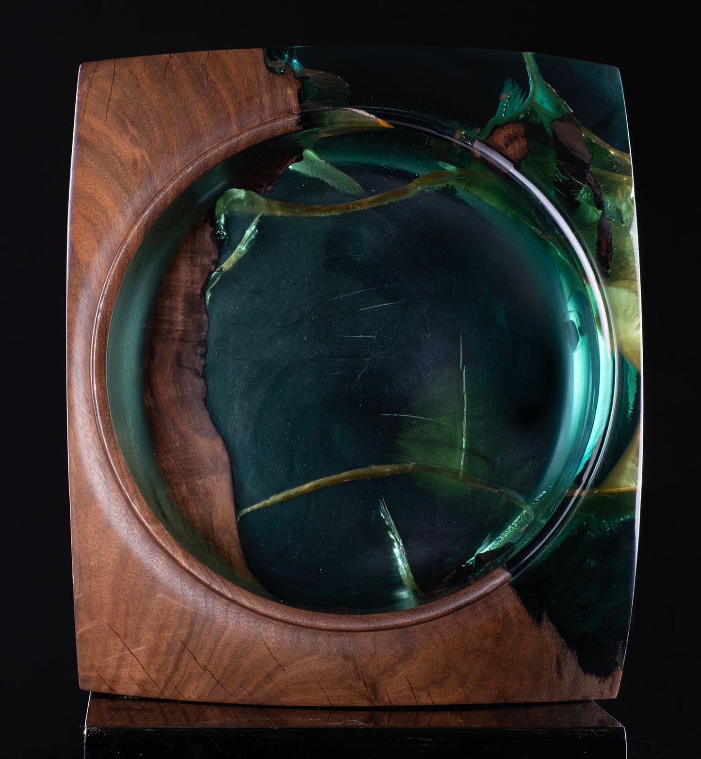 Walnut and Green Resin Sculpture