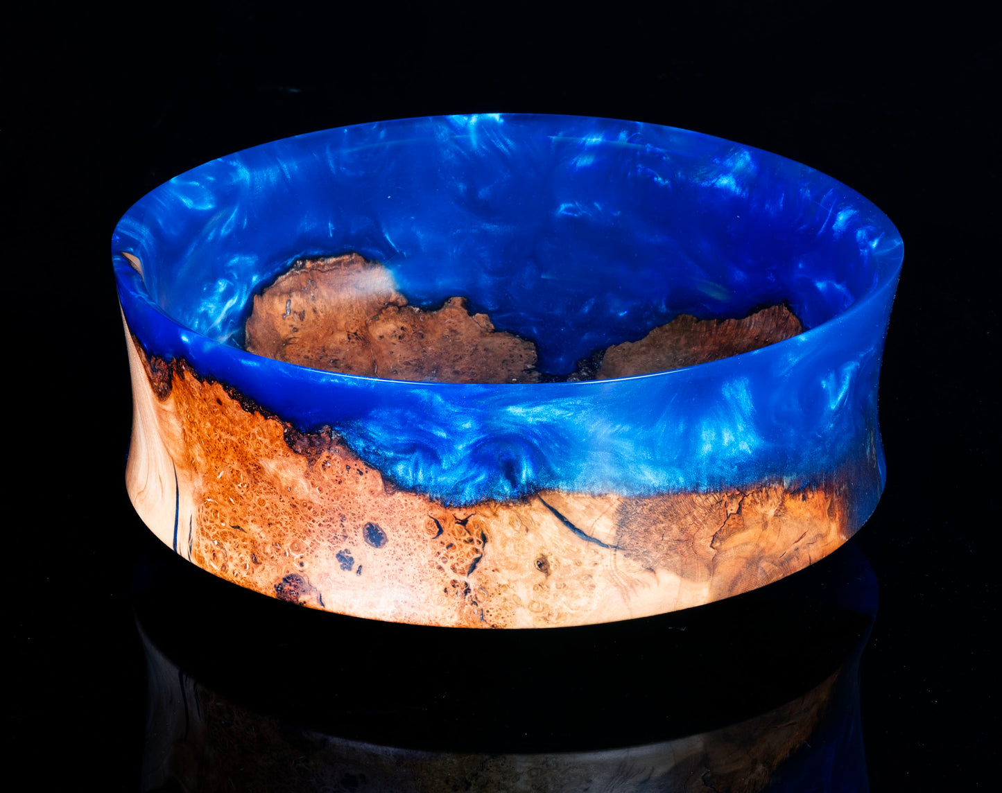 Cherry Burl and Blue Epoxy Bowl