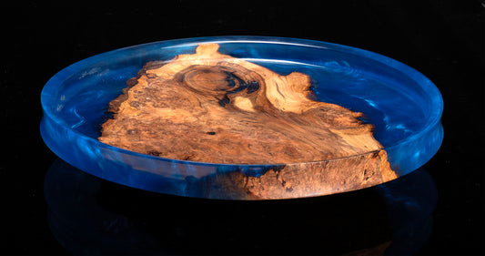 Cherry Burl and Blue Epoxy Platter
