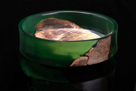 Curly Maple infused Green Epoxy Bowl